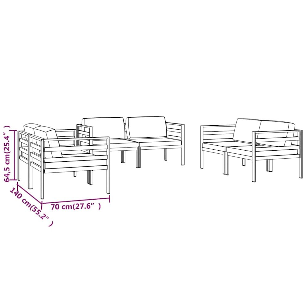 Garden Lounge Set Anthracite Aluminum, Polyester Large. Picture 9