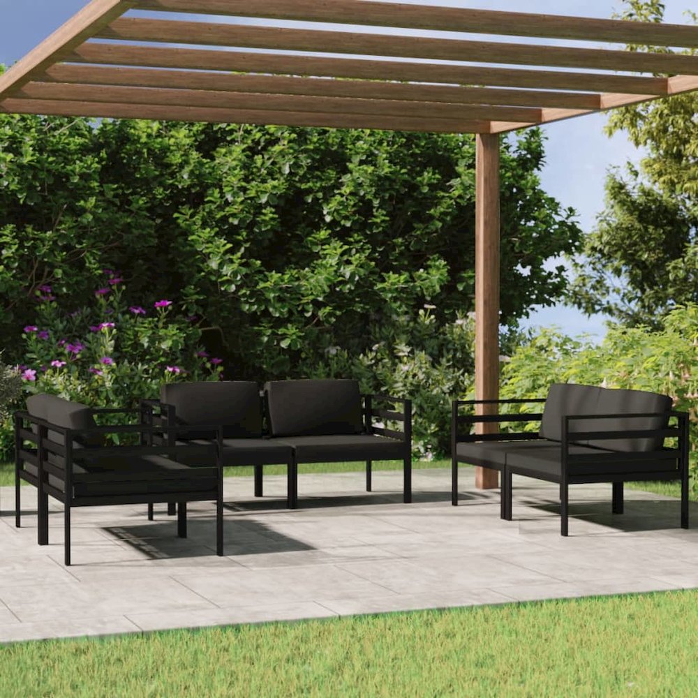 Garden Lounge Set Anthracite Aluminum, Polyester Large. Picture 1