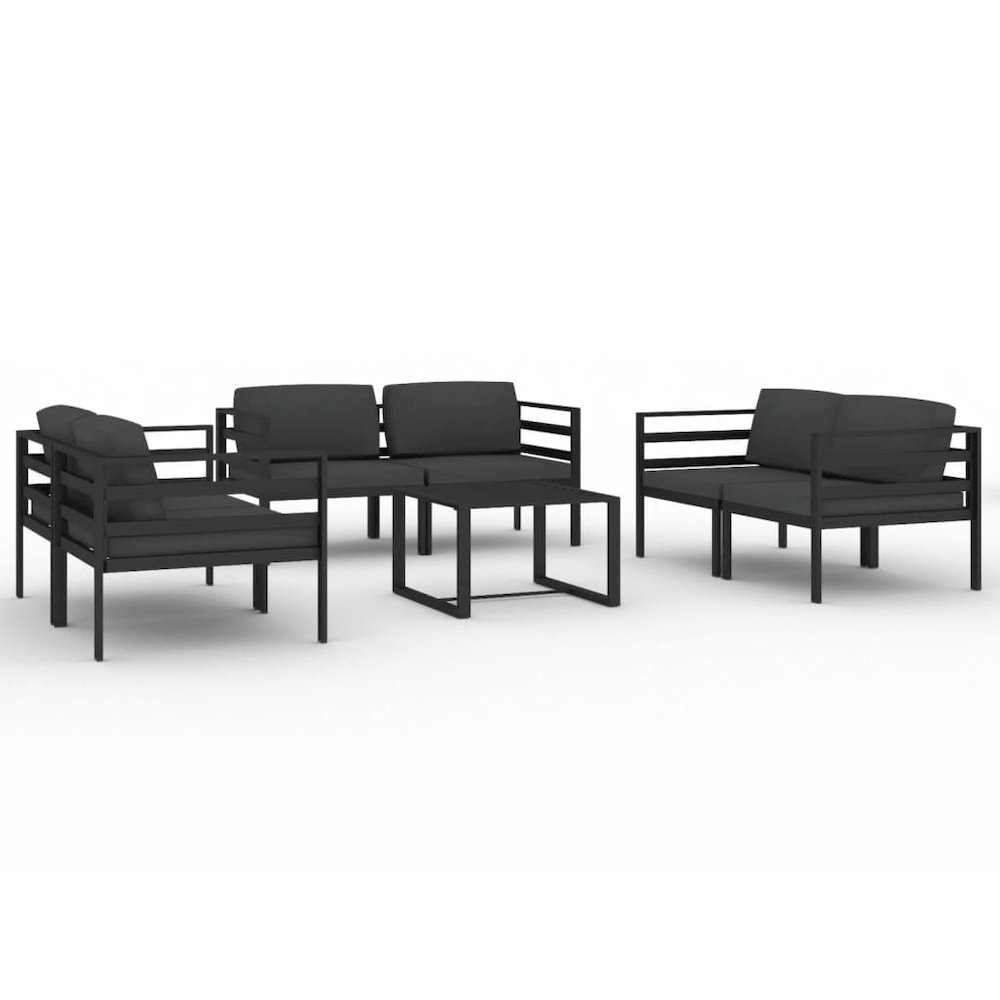 Garden Lounge Set Anthracite Aluminum, 100% polyester Compact. Picture 2