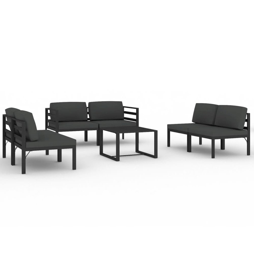 Garden Lounge Set Anthracite Aluminum, Polyester 7 Piece Modular. Picture 2