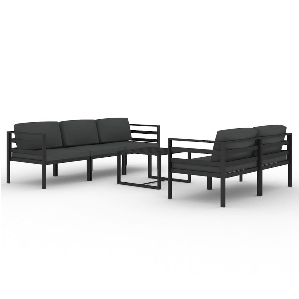 Garden Lounge Set Anthracite Aluminum, Polyester Standard Modular. Picture 2