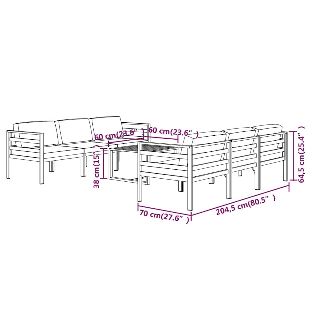Garden Lounge Set Anthracite. Picture 9