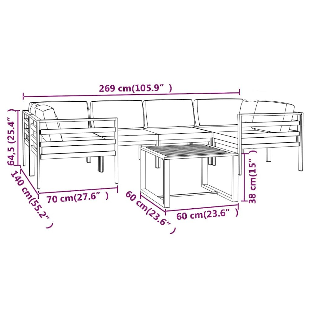 Garden Lounge Set Anthracite. Picture 9