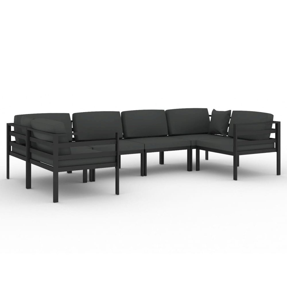 Garden Lounge Set Anthracite Aluminum, Polyester Large Modular. Picture 2