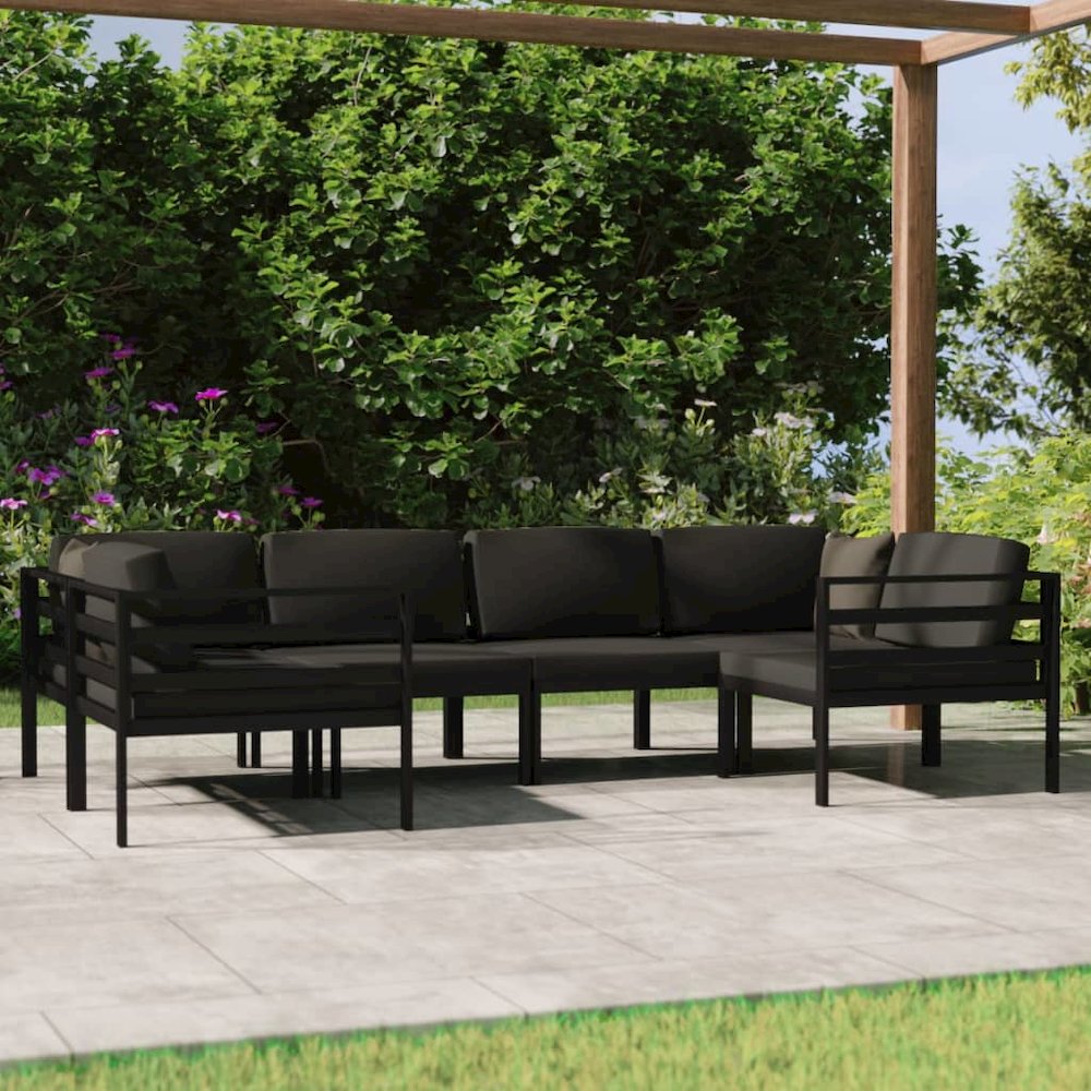 Garden Lounge Set Anthracite Aluminum, Polyester Large Modular. Picture 1