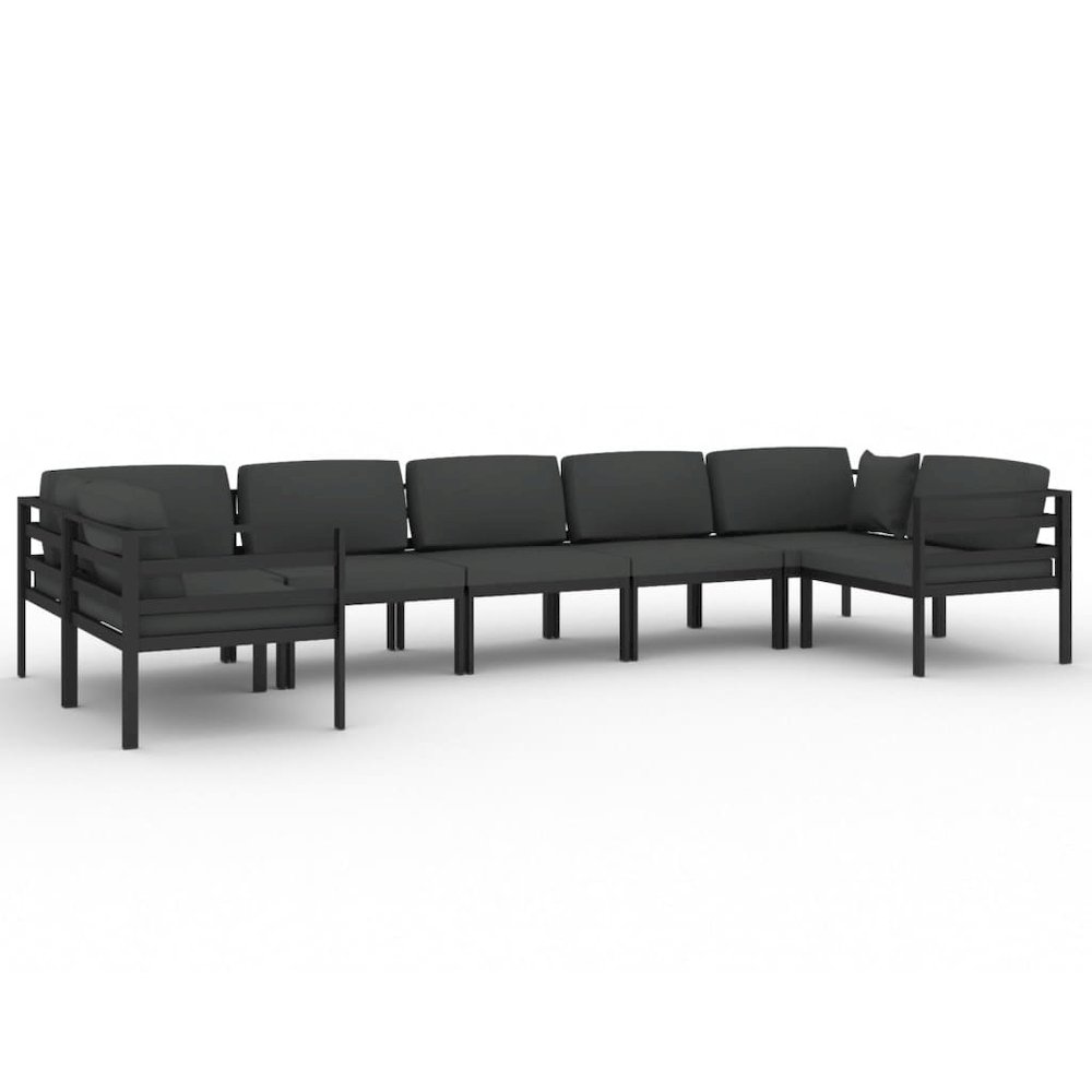 Garden Lounge Set Anthracite Aluminum, Polyester Large Modular. Picture 2