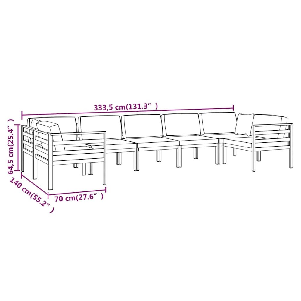 Garden Lounge Set Anthracite Aluminum, Polyester Large Modular. Picture 7