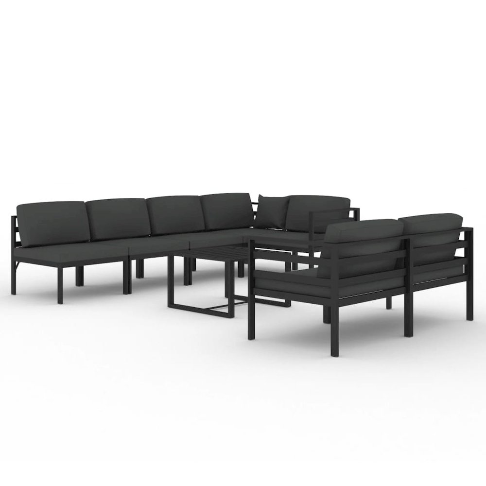 Garden Lounge Set Anthracite Aluminum, Polyester Large Modular. Picture 2
