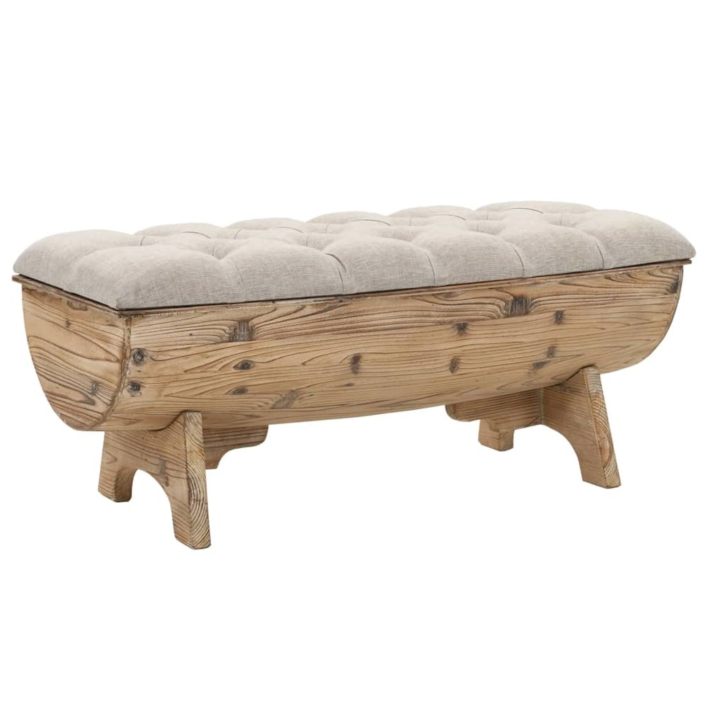 Storage Bench Natural wood and beige. Picture 1