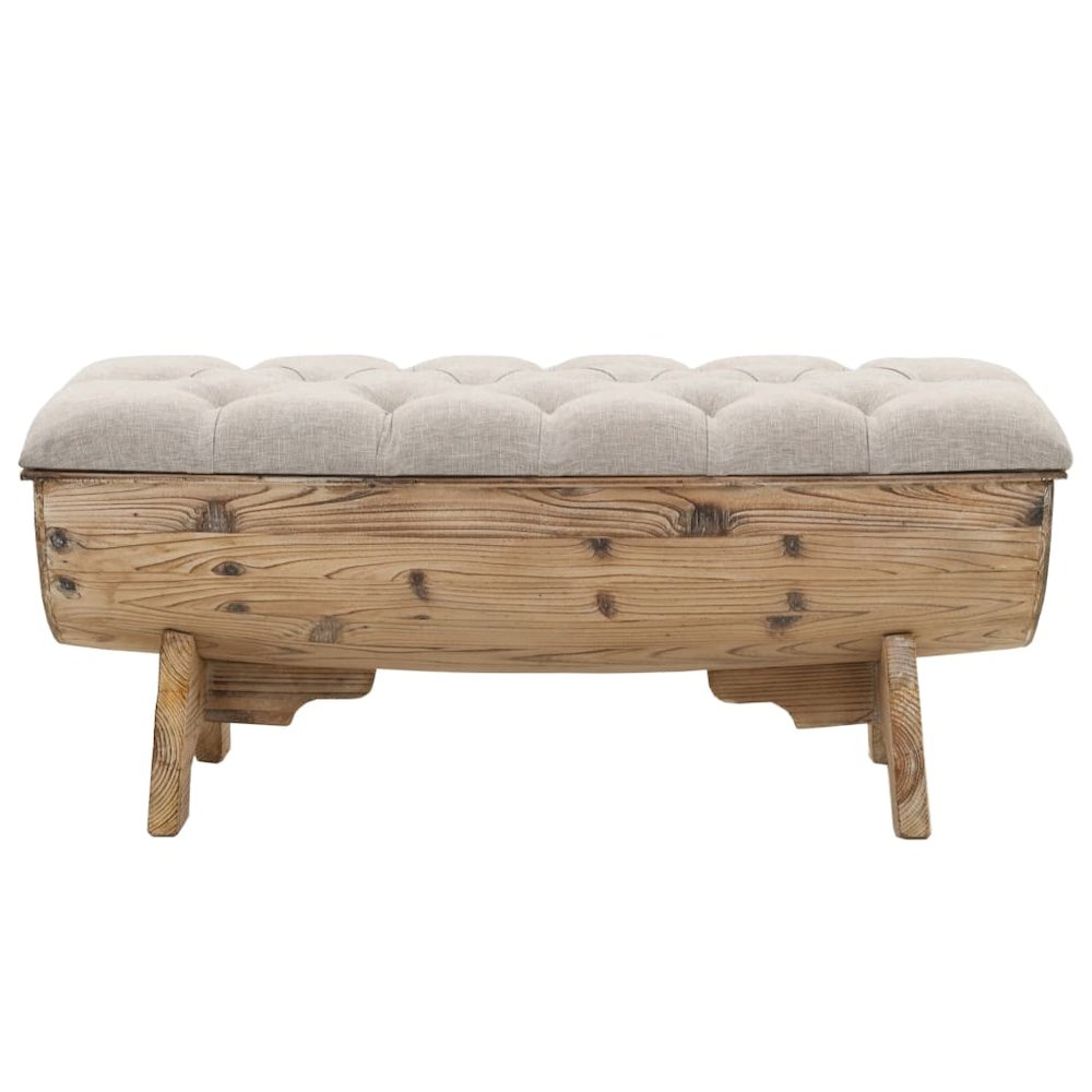Storage Bench Natural wood and beige. Picture 2