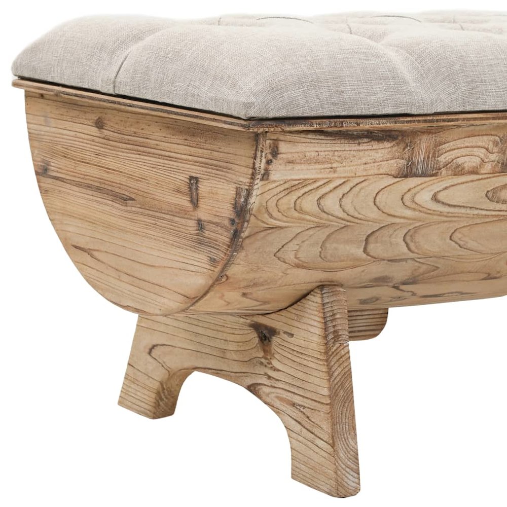 Storage Bench Natural wood and beige. Picture 5