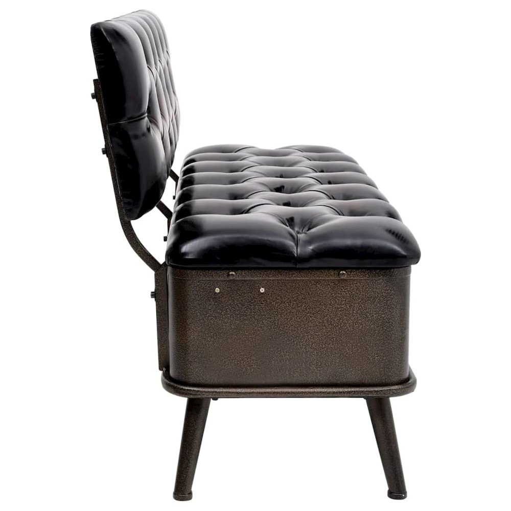 Storage Bench Black Faux Leather, Metal, Engineered Wood Medium. Picture 4