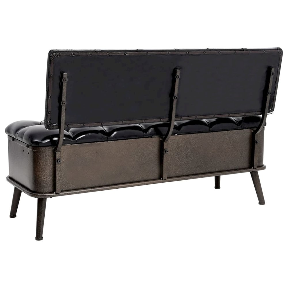 Storage Bench Black Faux Leather, Metal, Engineered Wood Medium. Picture 5