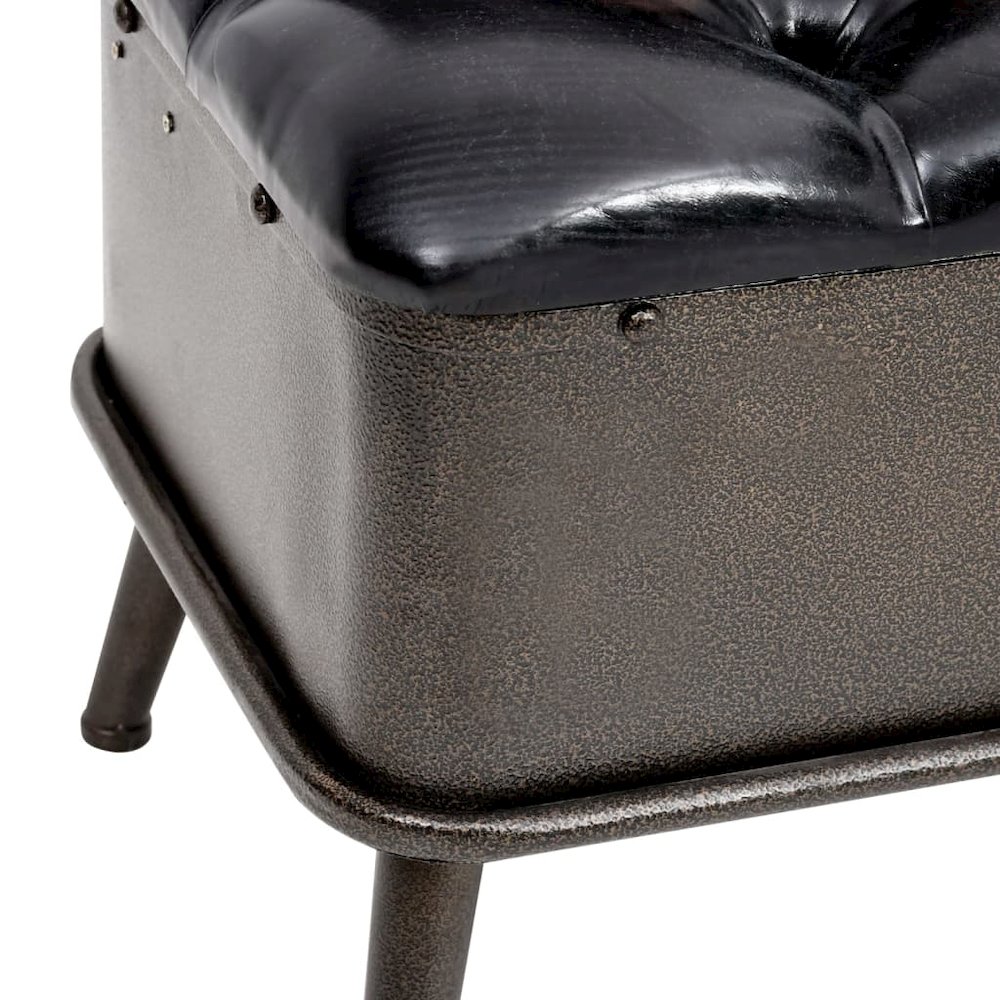 Storage Bench Black Faux Leather, Metal, Engineered Wood Medium. Picture 7