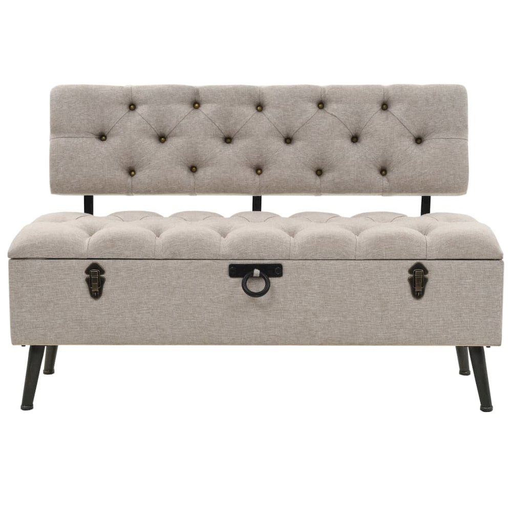 Storage Bench Cream Engineered wood 43.3 inches Storage Bench. Picture 1