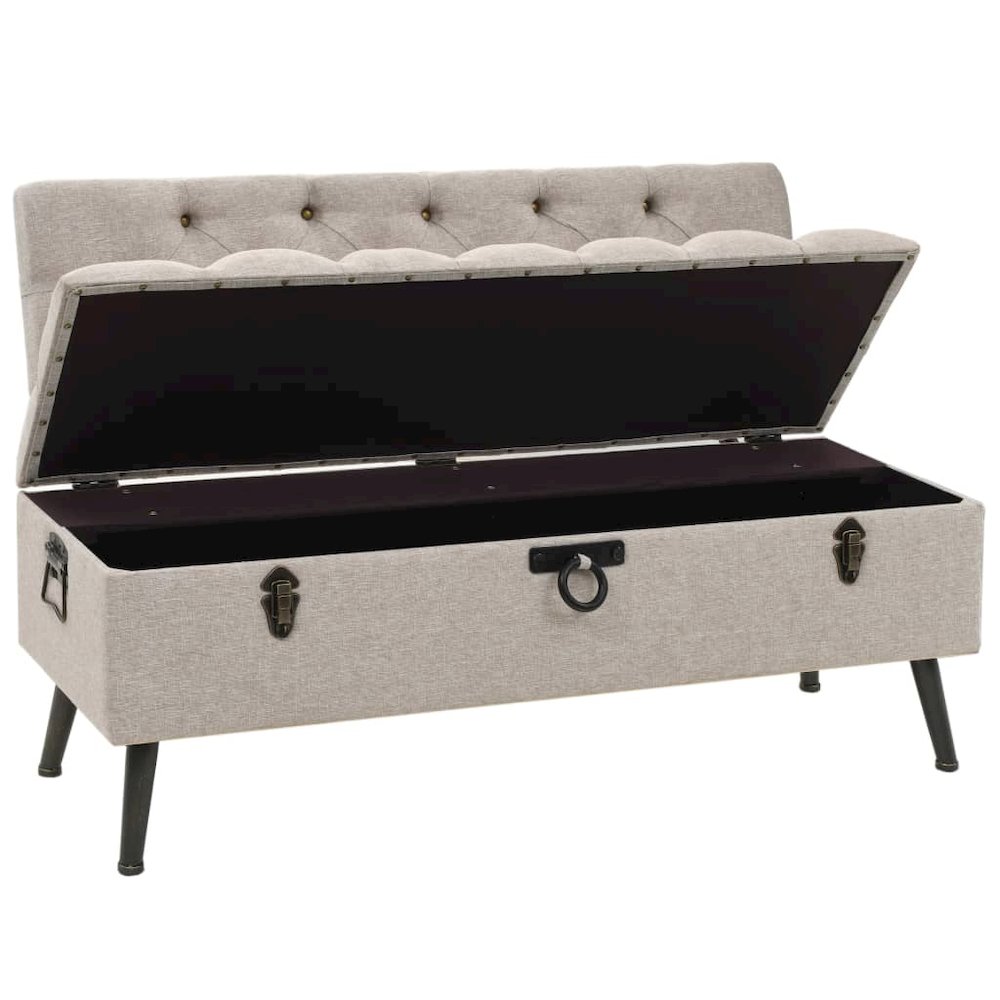 Storage Bench Cream Engineered wood 43.3 inches Storage Bench. Picture 4