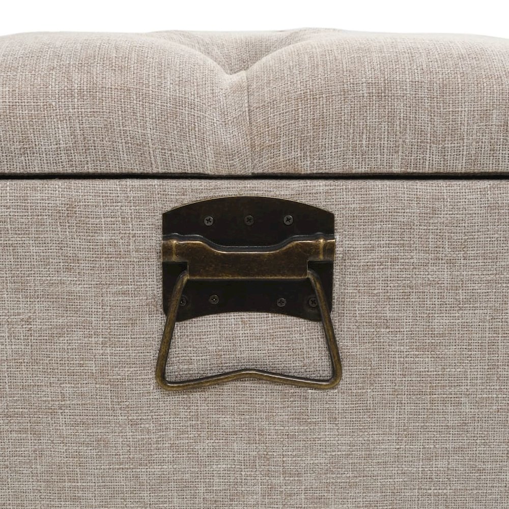 Storage Bench Cream Engineered wood 43.3 inches Storage Bench. Picture 6