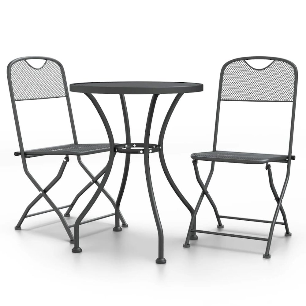 Garden Dining Set Anthracite Expanded metal mesh with e-coating. Picture 2