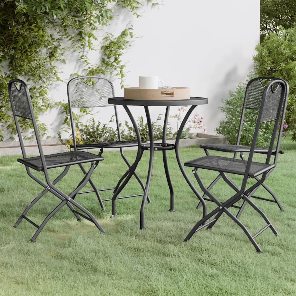 Garden Dining Set Anthracite Expanded metal mesh with e-coating. Picture 1