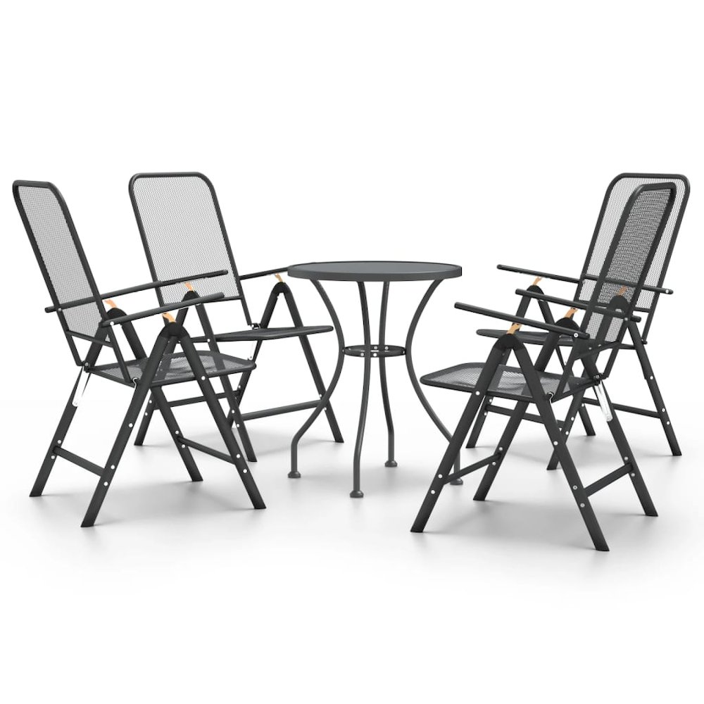 Garden Dining Set Charcoal Expanded metal mesh Compact Foldable. Picture 2