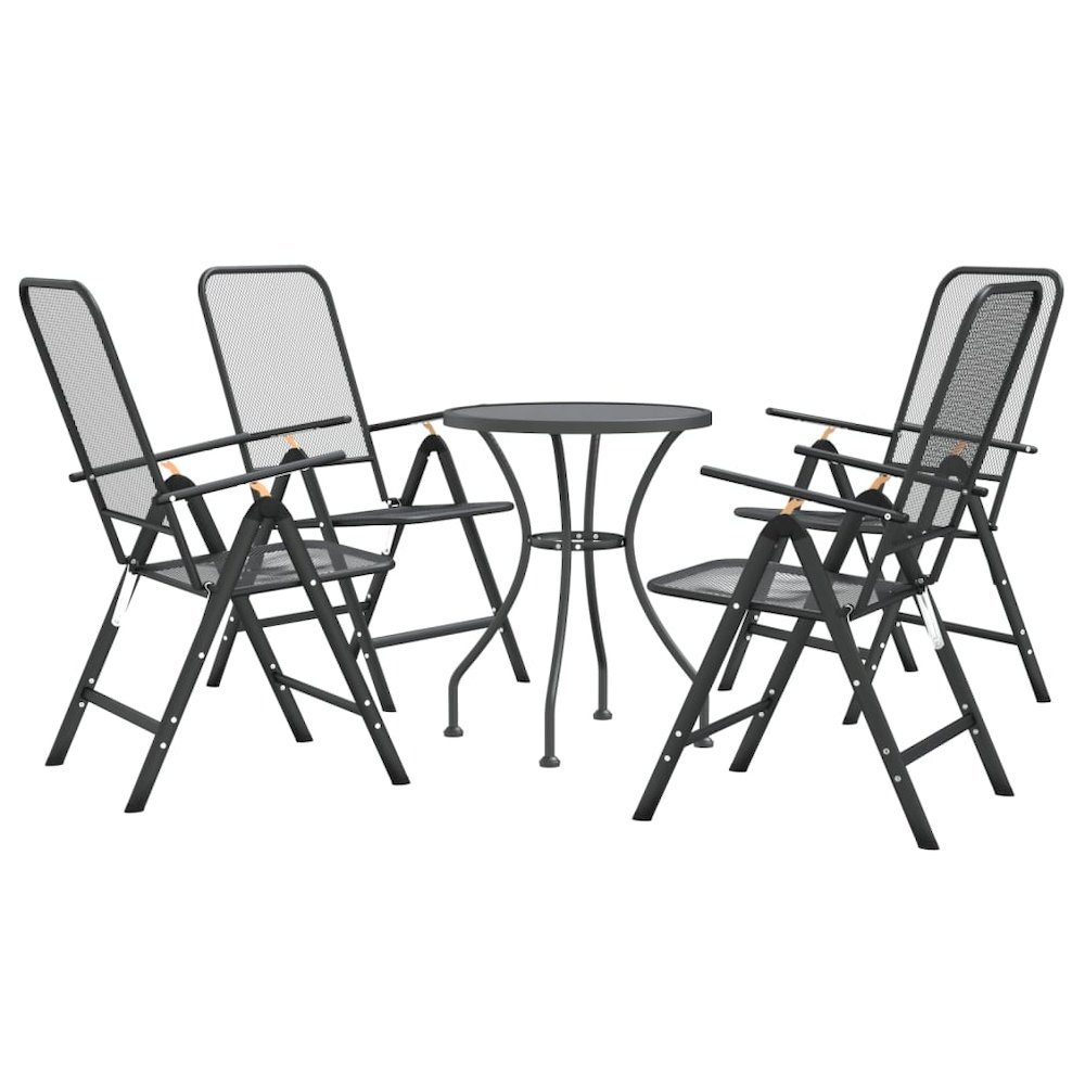 Garden Dining Set Charcoal Expanded metal mesh Compact Foldable. Picture 3