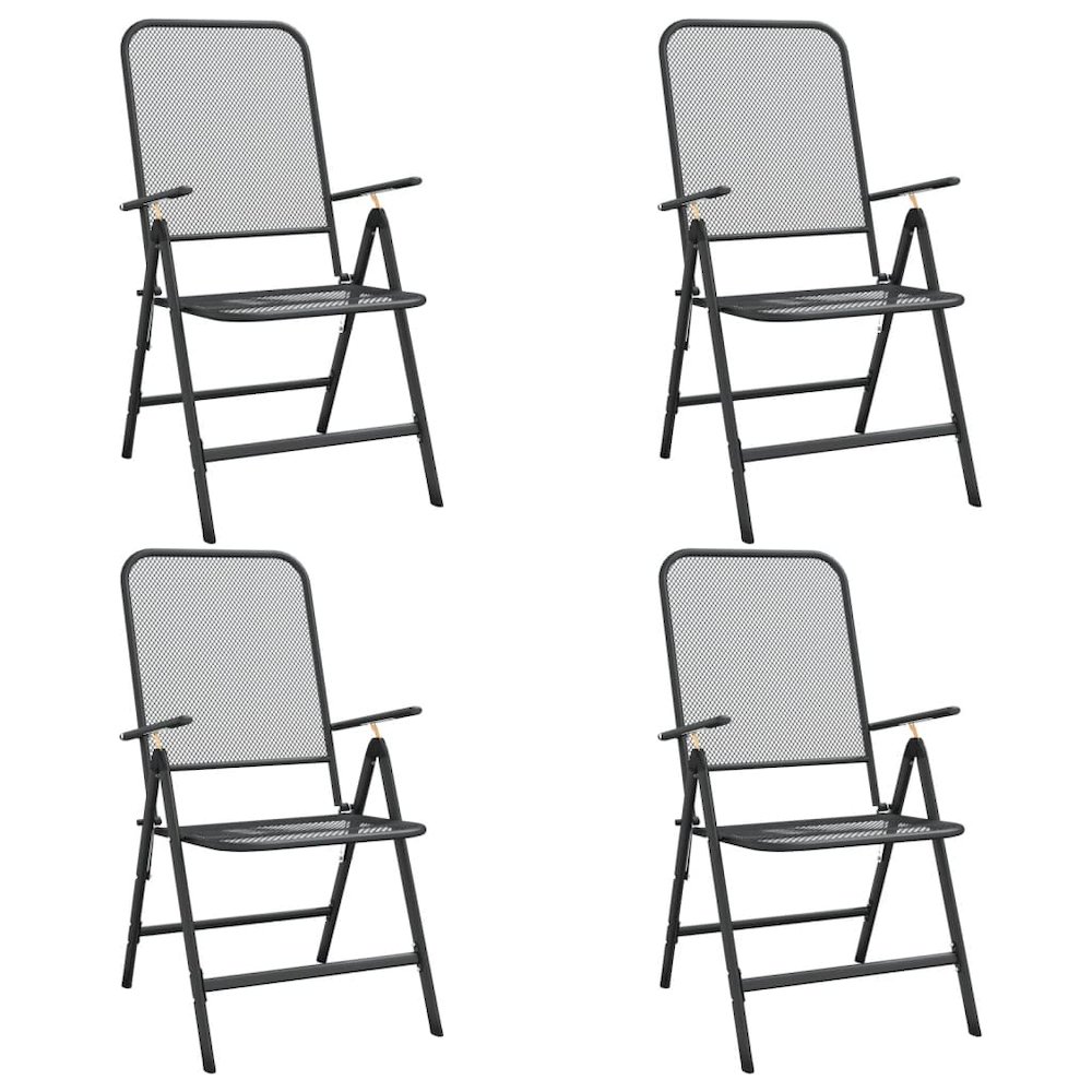 Garden Dining Set Charcoal Expanded metal mesh Compact Foldable. Picture 7