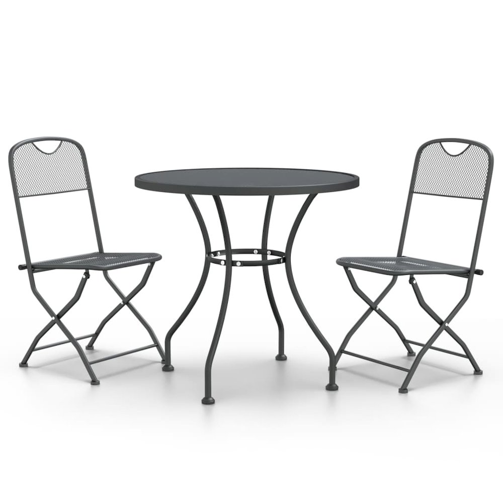 Garden Dining Set Anthracite Expanded metal mesh with e-coating. Picture 2