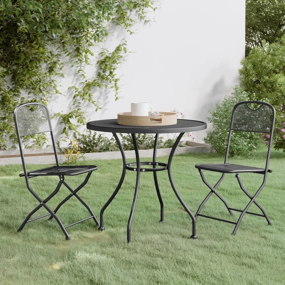 Garden Dining Set Anthracite Expanded metal mesh with e-coating. Picture 1