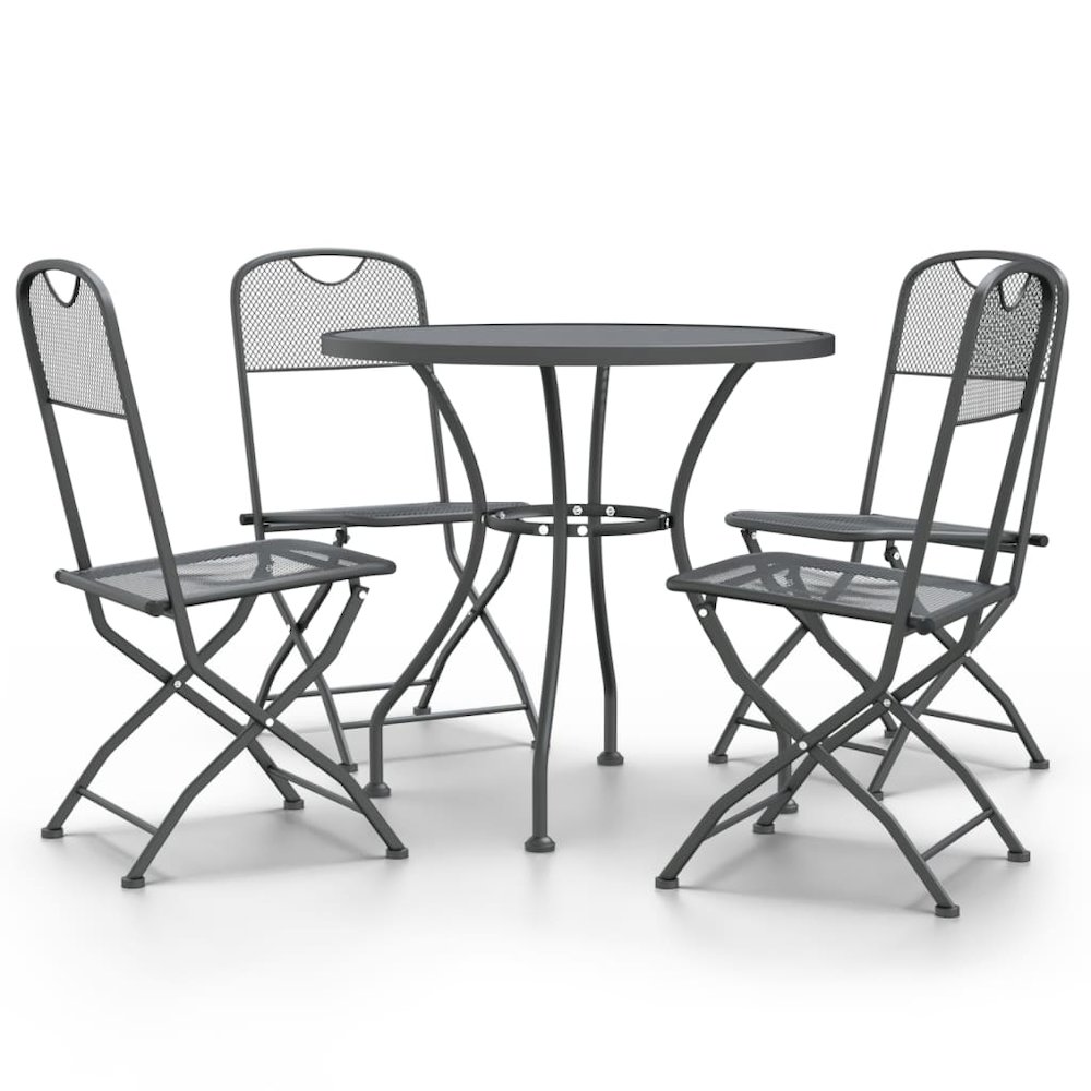 Garden Dining Set Anthracite Expanded metal mesh Medium Foldable. Picture 2