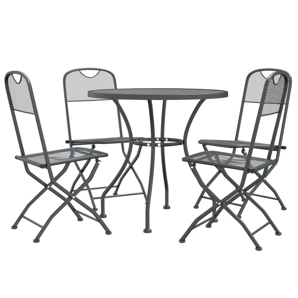Garden Dining Set Anthracite Expanded metal mesh Medium Foldable. Picture 3