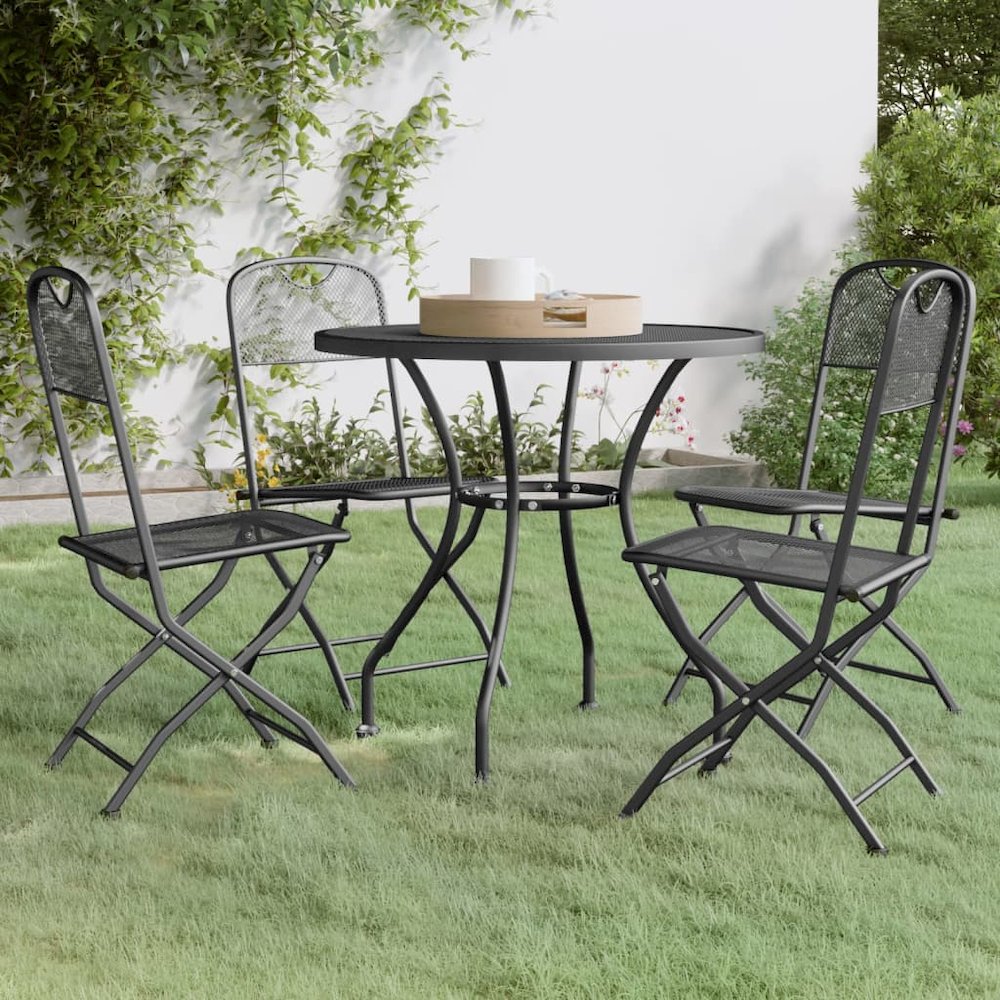 Garden Dining Set Anthracite Expanded metal mesh Medium Foldable. Picture 1