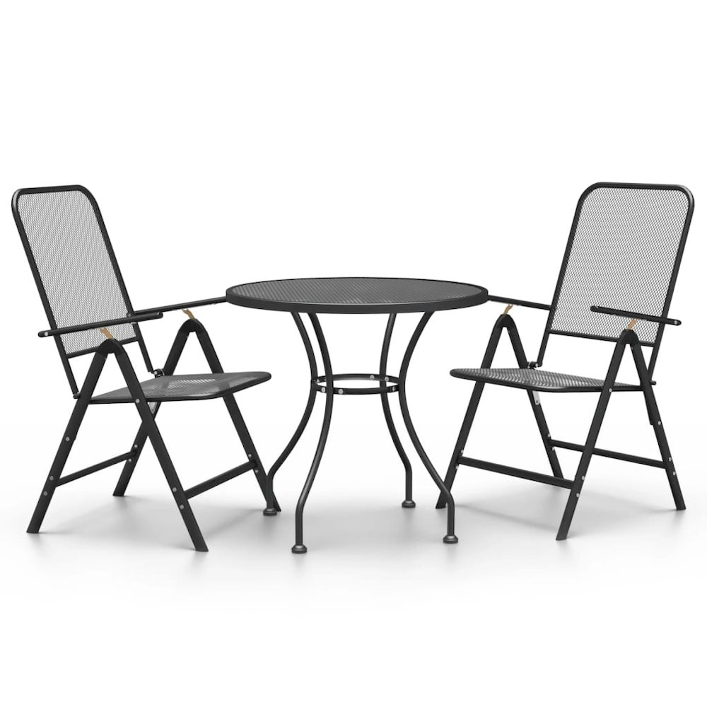 Garden Dining Set Anthracite Expanded metal mesh Medium Foldable. Picture 2