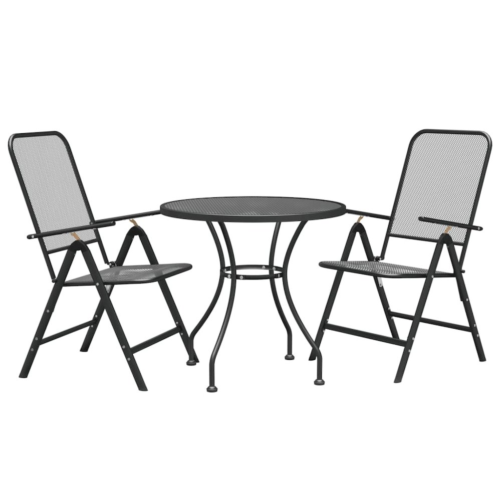 Garden Dining Set Anthracite Expanded metal mesh Medium Foldable. Picture 3