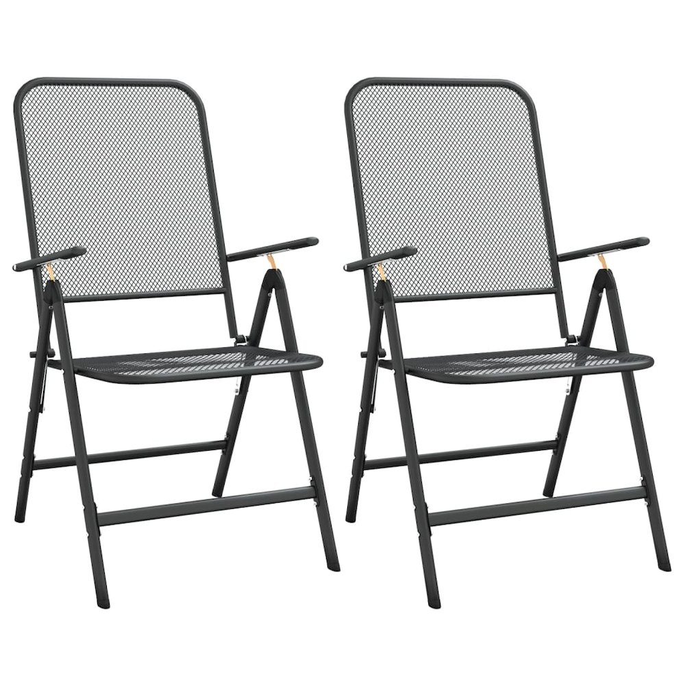 Garden Dining Set Anthracite Expanded metal mesh Medium Foldable. Picture 7