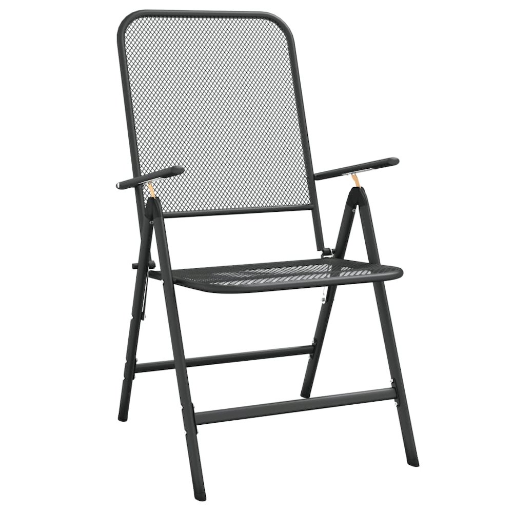 Garden Dining Set Anthracite Expanded metal mesh Medium Foldable. Picture 8