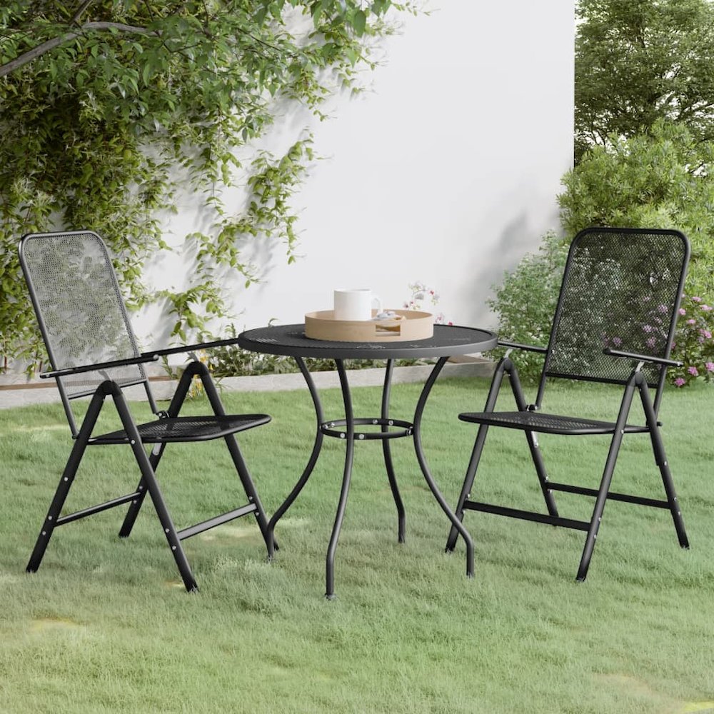 Garden Dining Set Anthracite Expanded metal mesh Medium Foldable. Picture 1