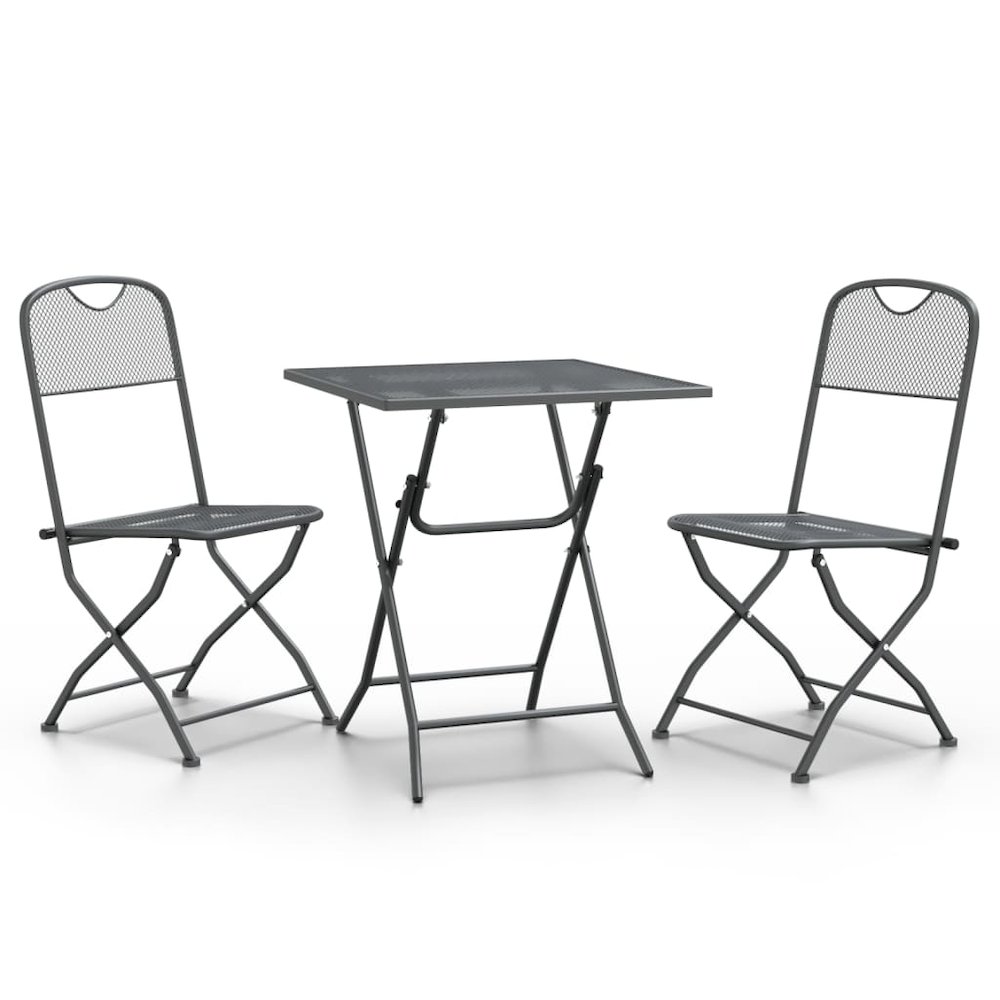 Garden Dining Set Anthracite Expanded metal mesh Small Foldable. Picture 2
