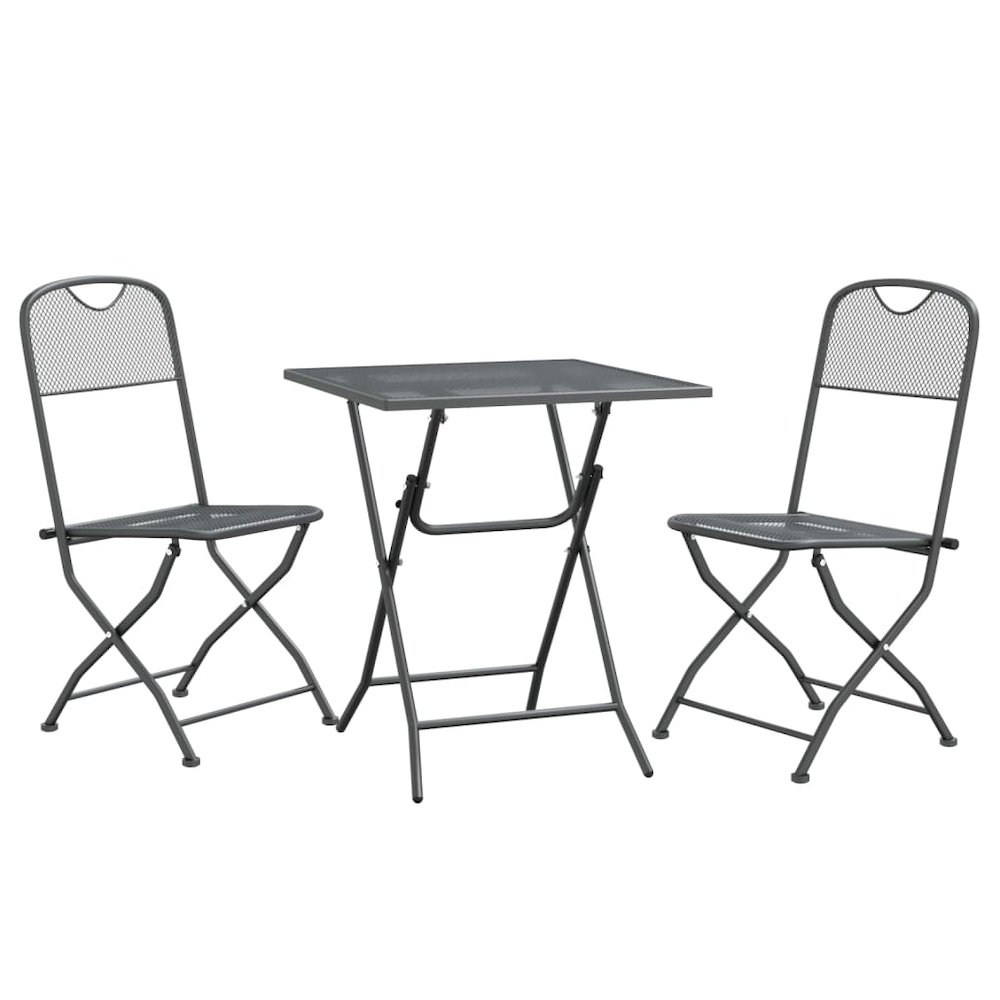 Garden Dining Set Anthracite Expanded metal mesh Small Foldable. Picture 3