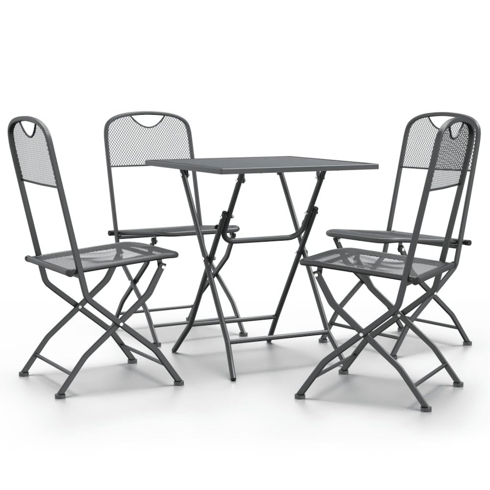 Garden Dining Set Anthracite Expanded metal mesh Foldable. Picture 2