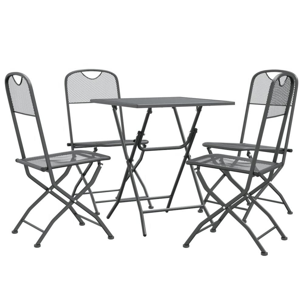 Garden Dining Set Anthracite Expanded metal mesh Foldable. Picture 3