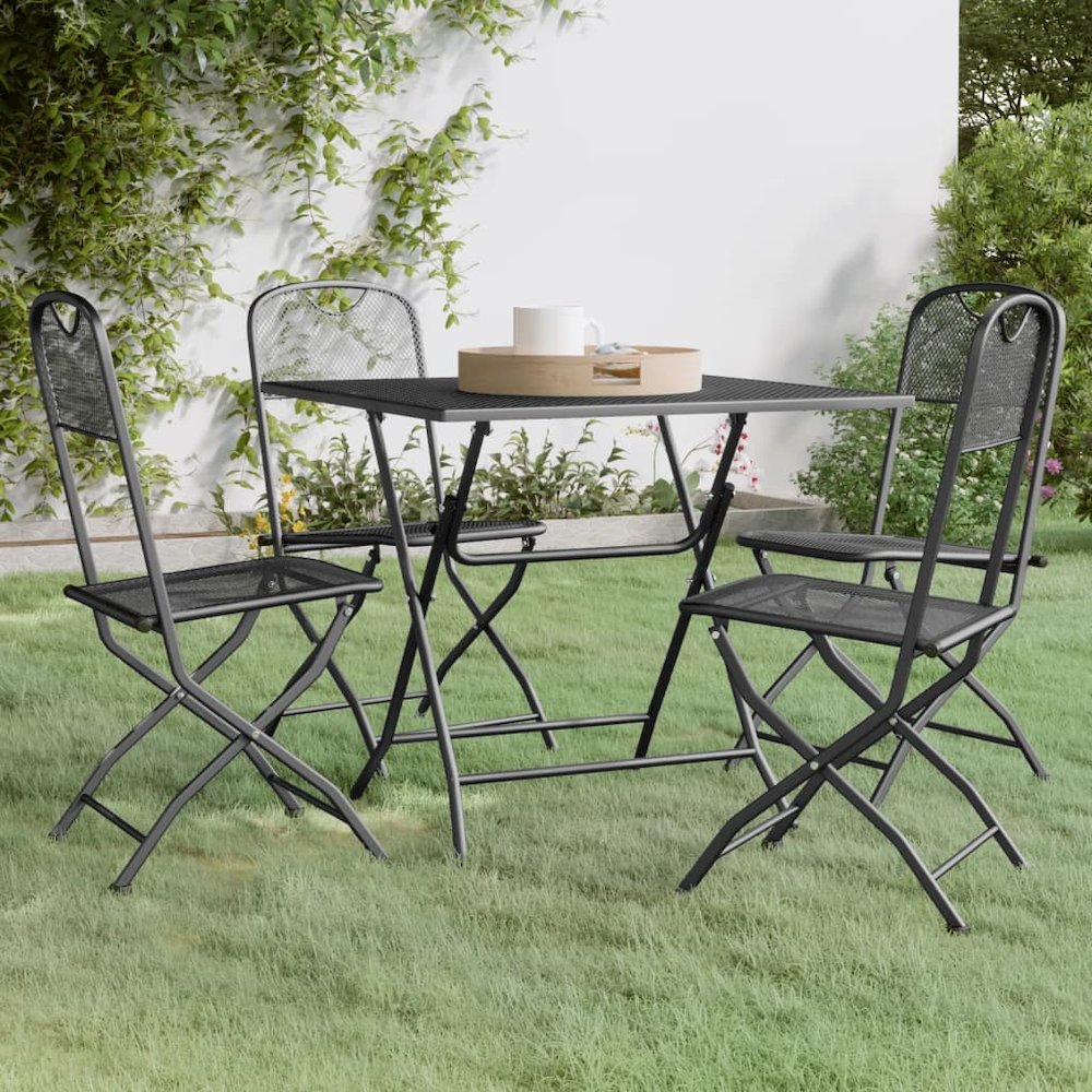Garden Dining Set Anthracite Expanded metal mesh. Picture 1