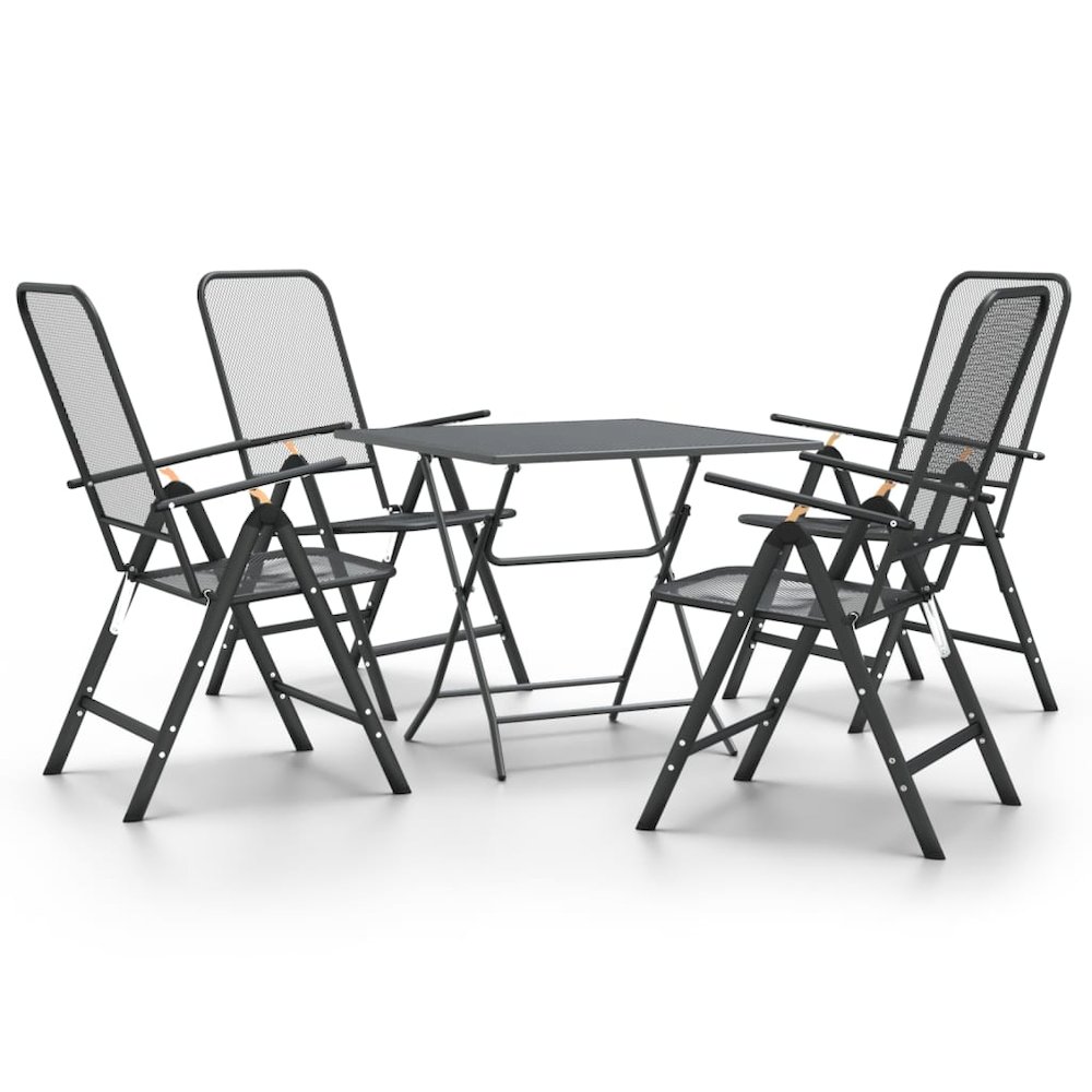 5 Piece Patio Dining Set Expanded Metal Mesh Anthracite. Picture 2