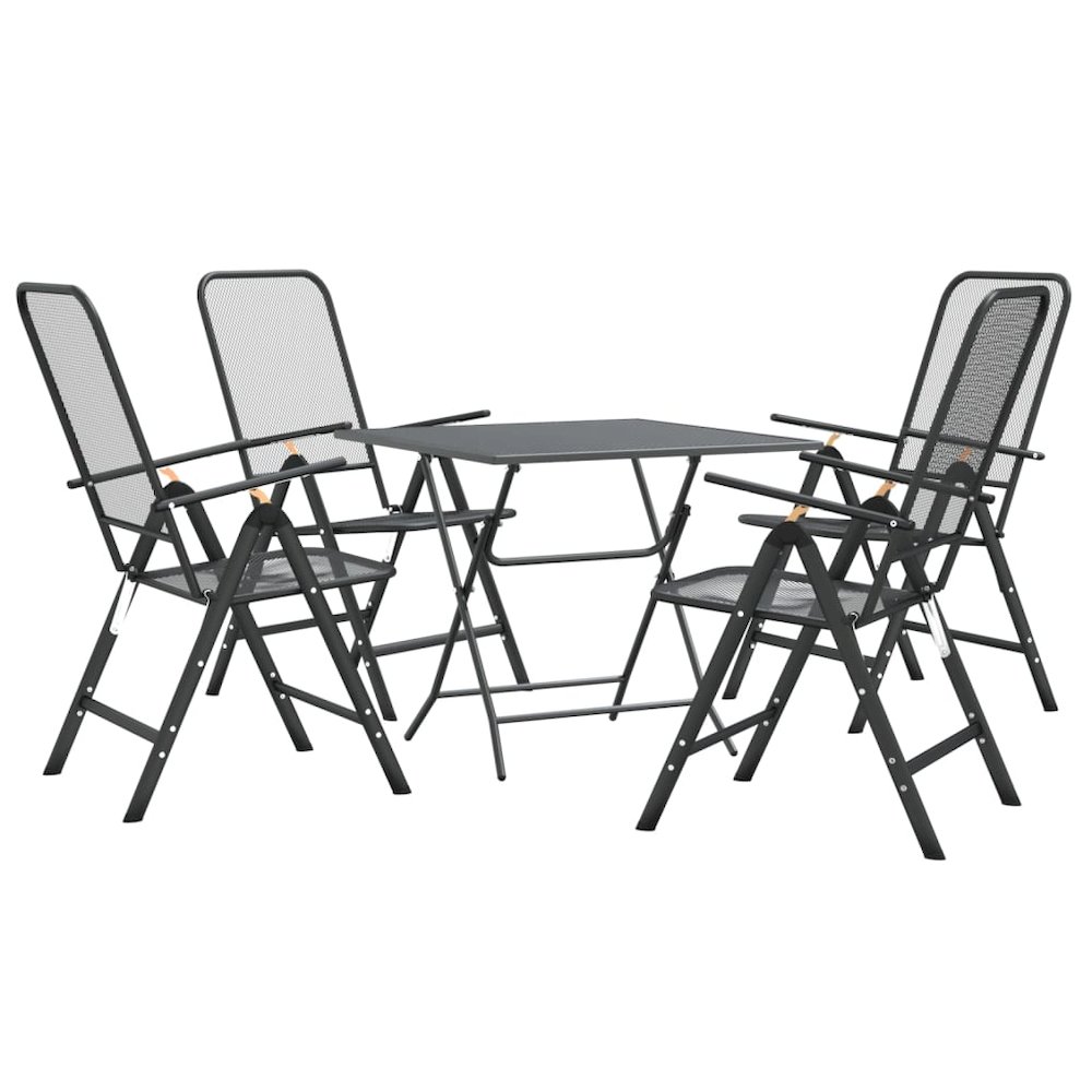 5 Piece Patio Dining Set Expanded Metal Mesh Anthracite. Picture 3