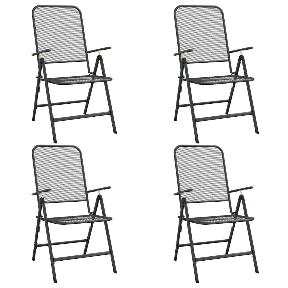 5 Piece Patio Dining Set Expanded Metal Mesh Anthracite. Picture 8