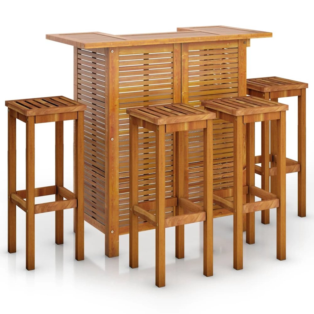 Garden Bar Set Brown Solid Acacia wood Medium Footrest. Picture 2