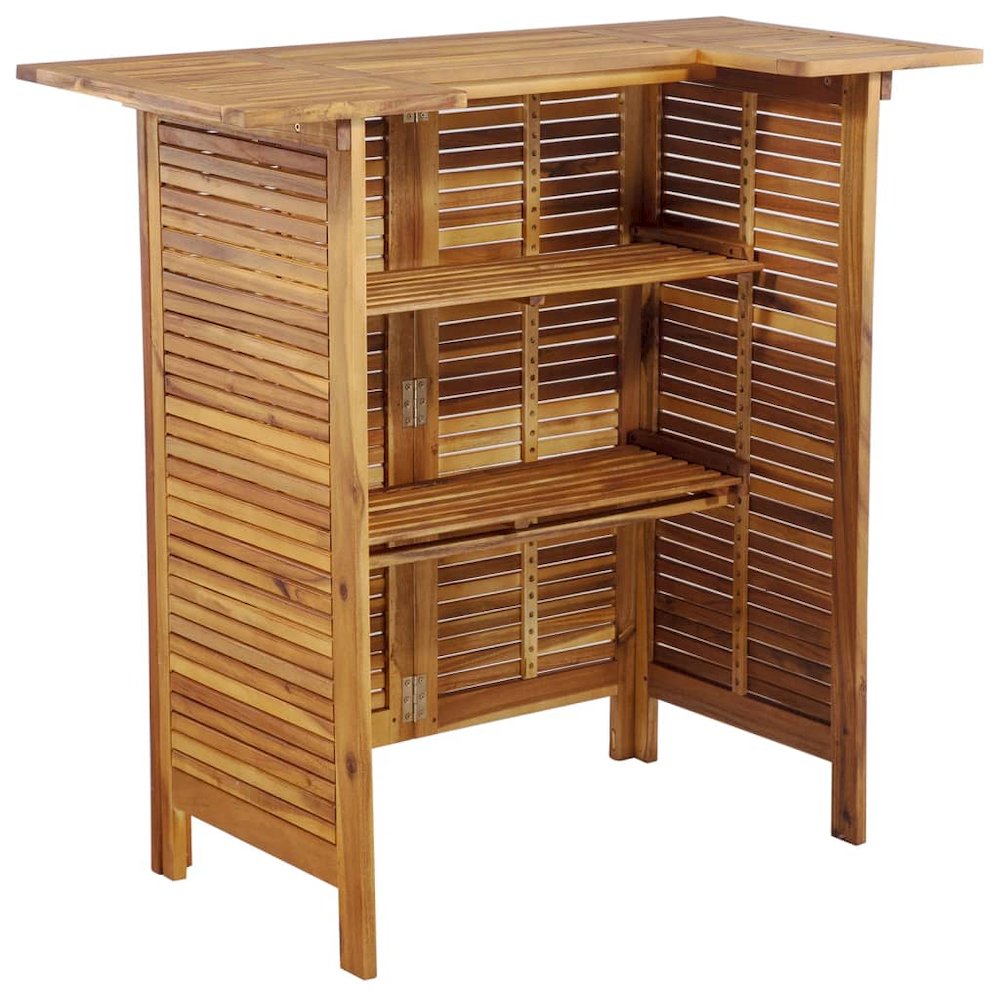Garden Bar Set Brown Solid Acacia wood Medium Footrest. Picture 5