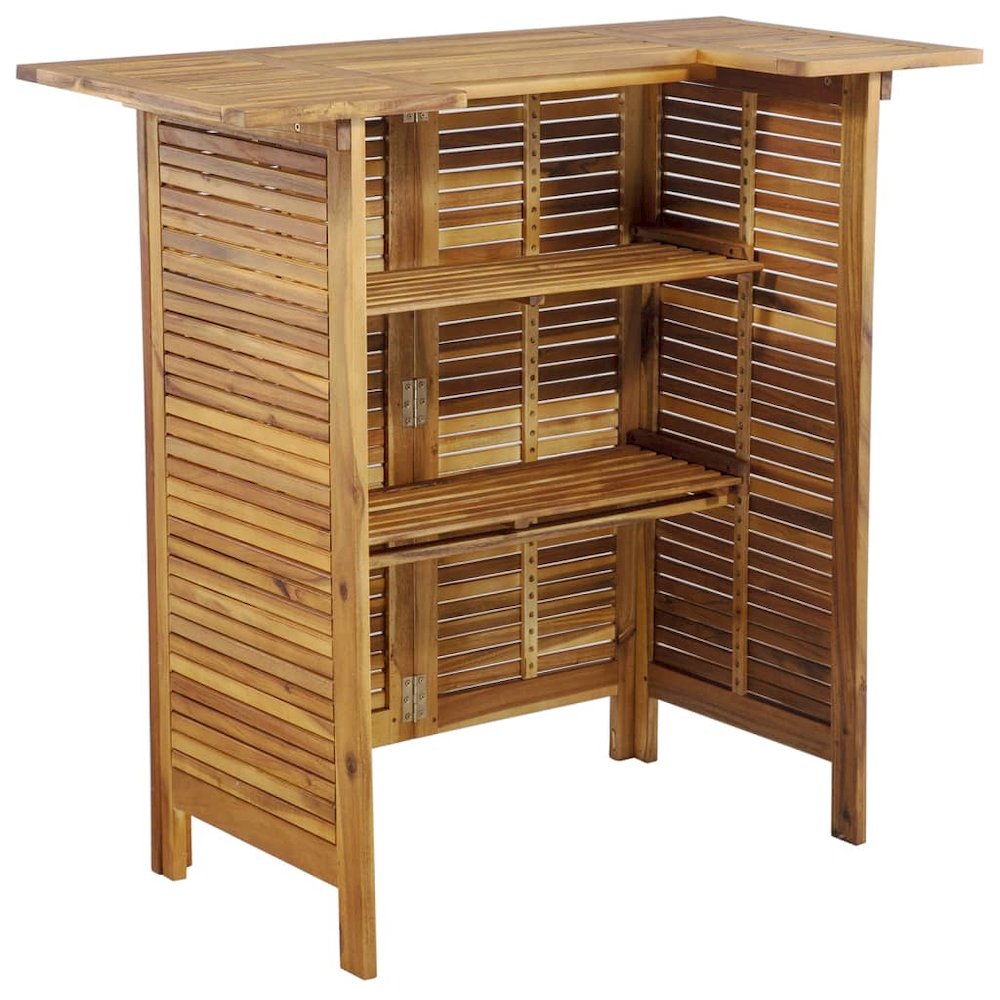 Garden Bar Set Natural Wood Solid Acacia Wood Compact Footrest. Picture 5