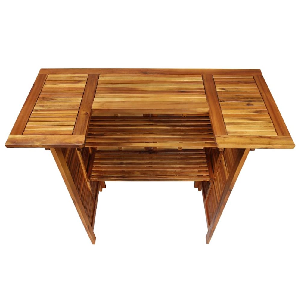 Garden Bar Set Natural Wood Solid Acacia Wood Compact Footrest. Picture 6