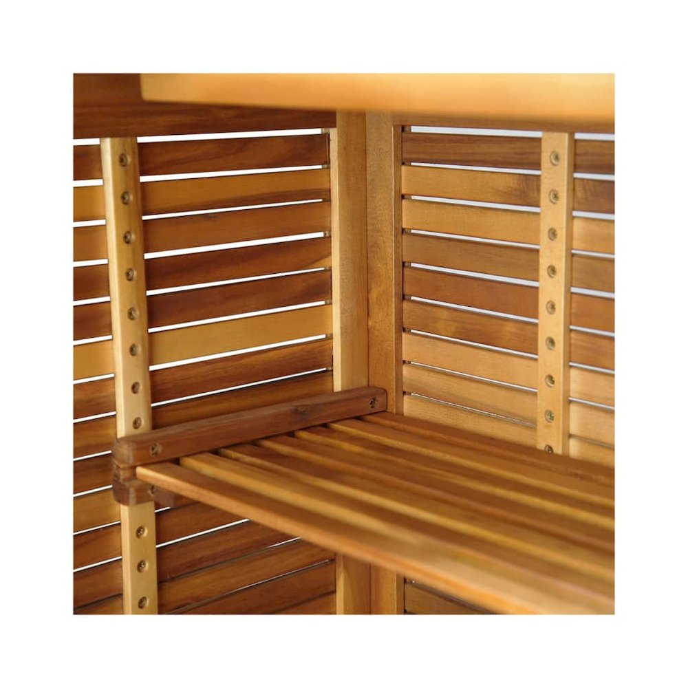 Garden Bar Set Natural Wood Solid Acacia Wood Compact Footrest. Picture 7