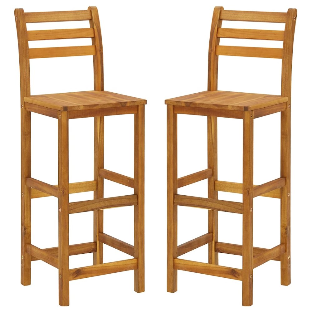 Garden Bar Set Natural Wood Solid Acacia Wood Compact Footrest. Picture 8